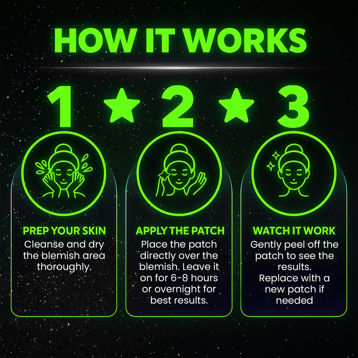 Lifestyle image of Andlane Glow In The Dark Star Pimple Patches in use
