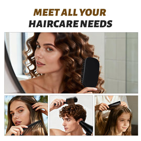 Lifestyle image of BALON Hair Brush and Comb Set in use