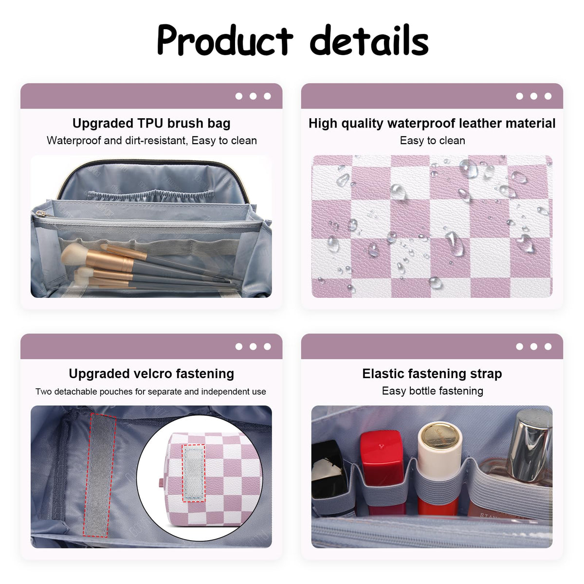 Lifestyle image of BOYATU makeup bag on a travel suitcase