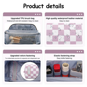 Lifestyle image of BOYATU makeup bag on a travel suitcase