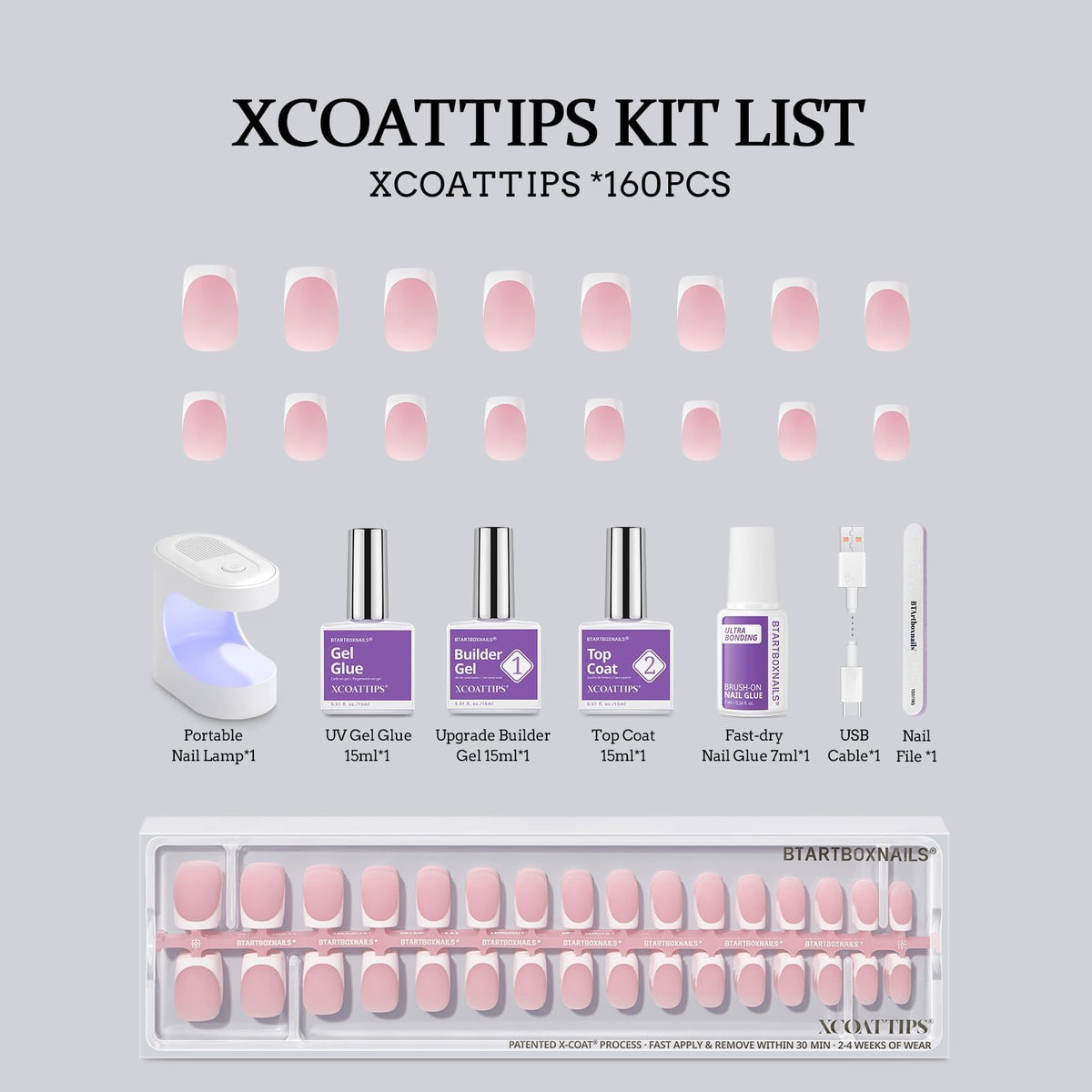 Lifestyle image of BTARTBOXNAILS White French Tip Press On Nails in use