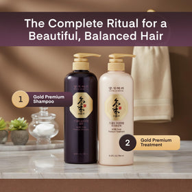 Lifestyle image of Daeng Gi Meo Ri Ki Gold Premium Shampoo and in bathroom
