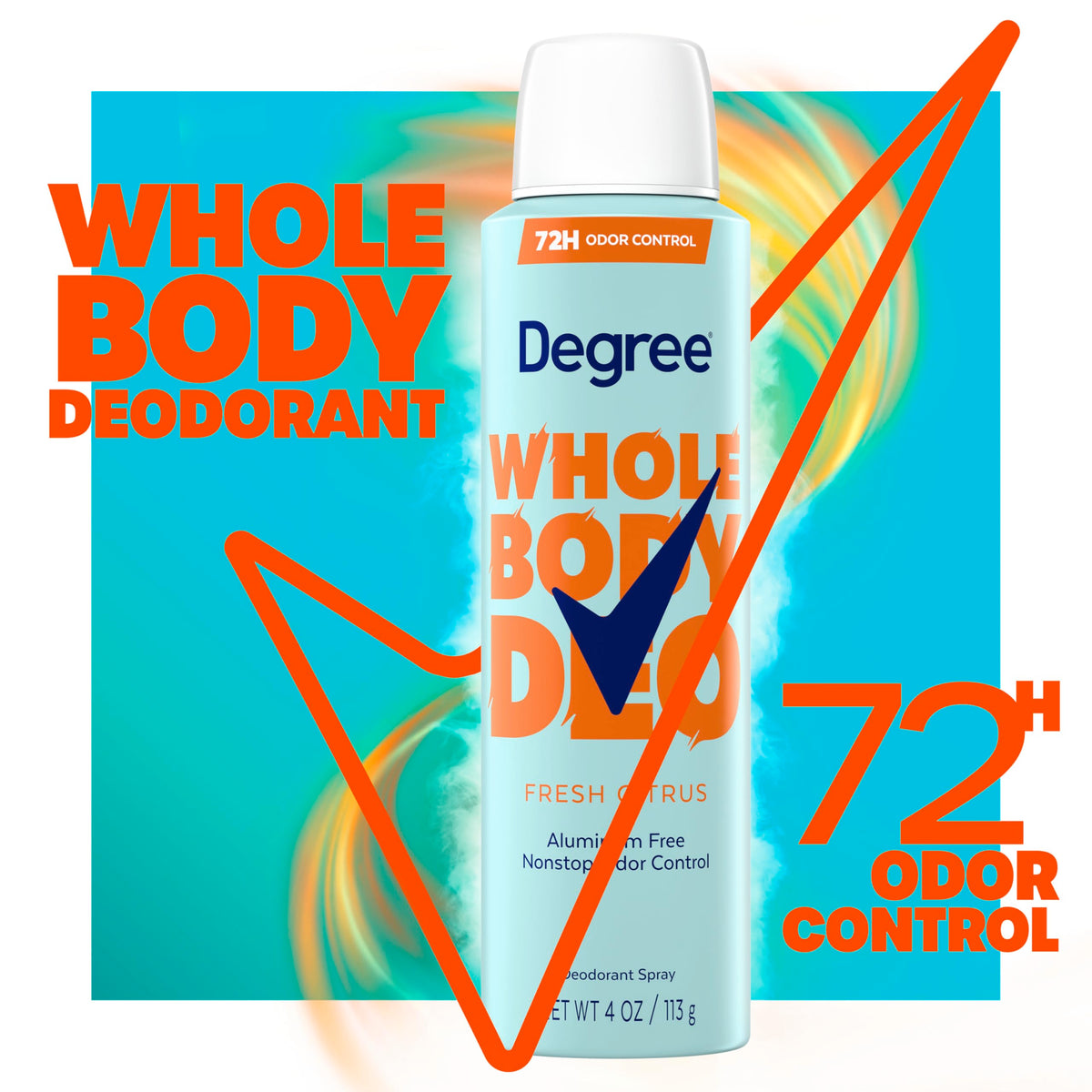 Lifestyle image of Degree deodorant spray in bathroom setting