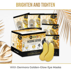 Lifestyle image of DERMORA Golden Glow Under Eye Patches on a bathroom counter