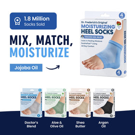 Lifestyle image of Dr. Frederick's heel socks being used at home