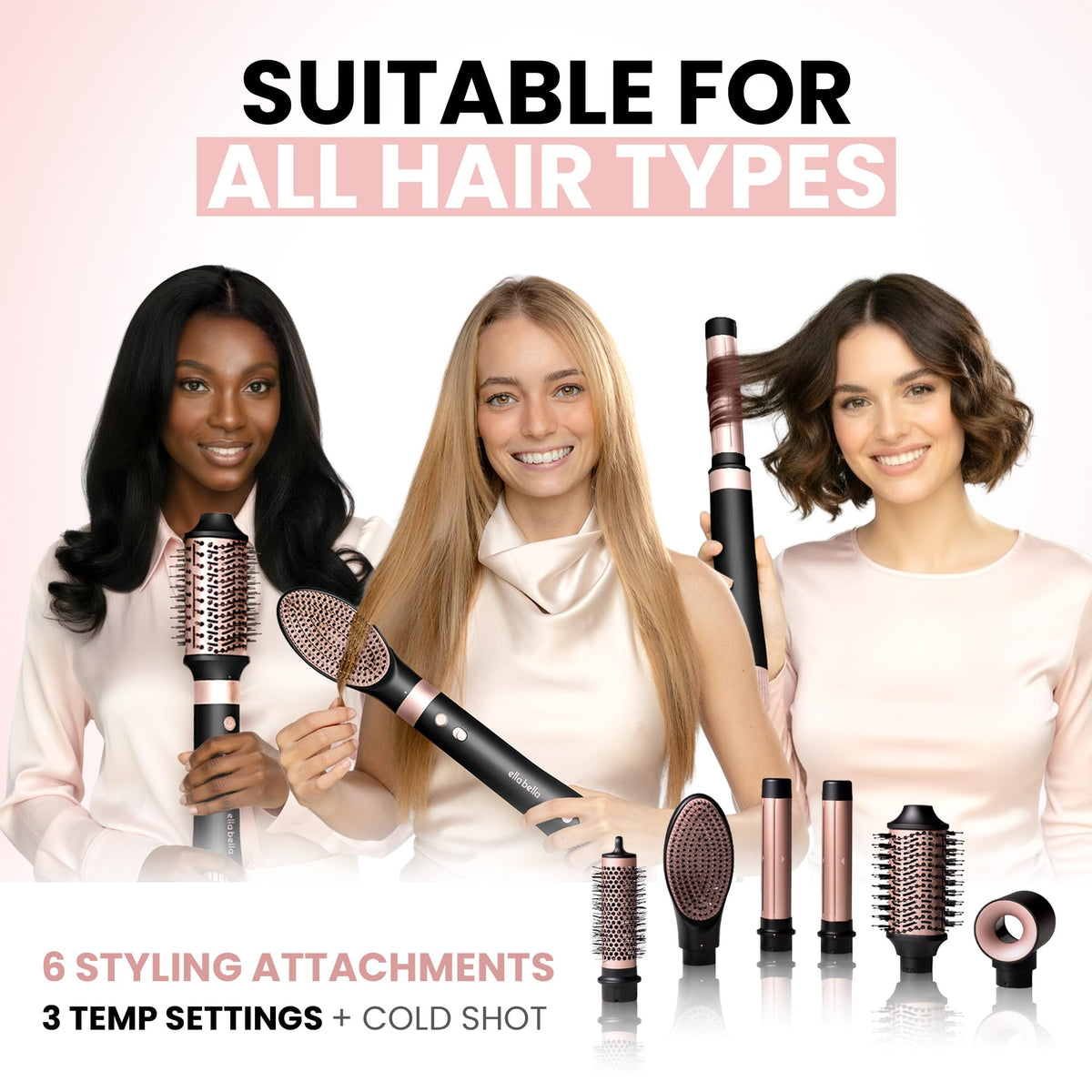 Lifestyle image of ELLABELLA Hot Air Styler in use