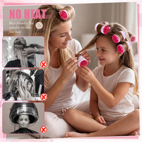 Lifestyle image of hair rollers being used
