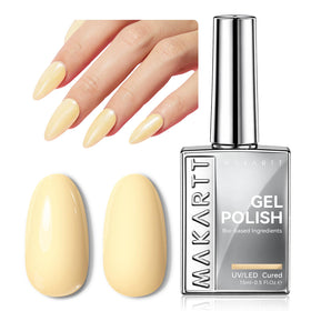 Lifestyle image of hands with Makartt Pastel Yellow Gel Nail Polish