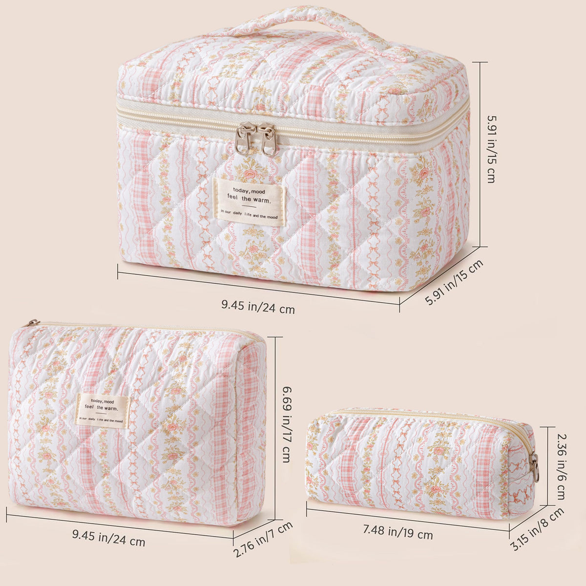 Lifestyle image of HBselect makeup bags in a travel setting