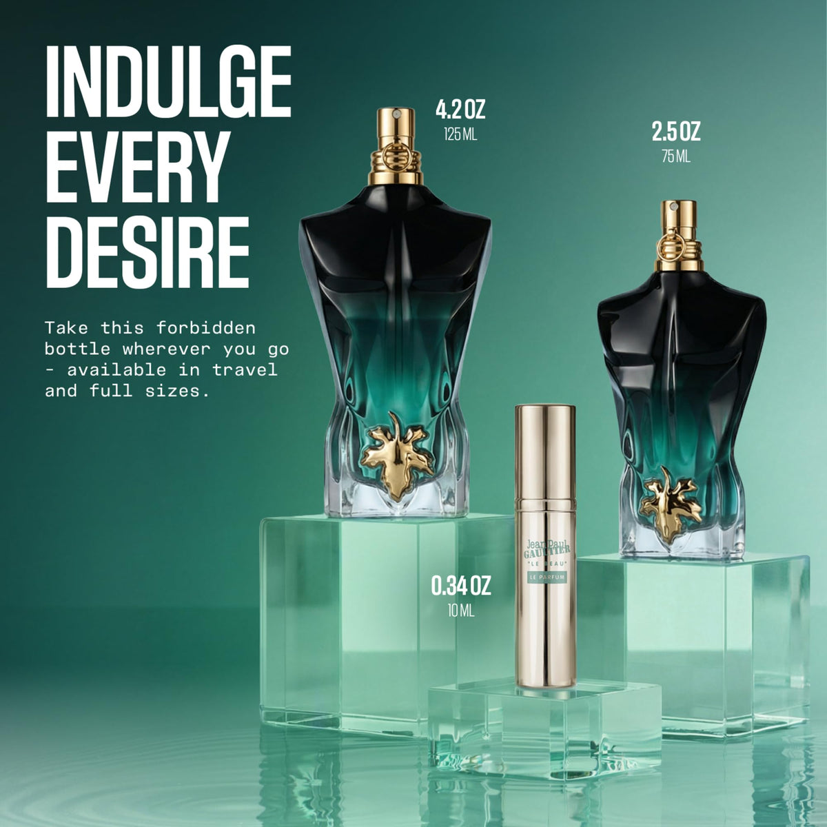 Lifestyle image of Jean Paul Gaultier Le Beau Le Parfum Intense on a vanity