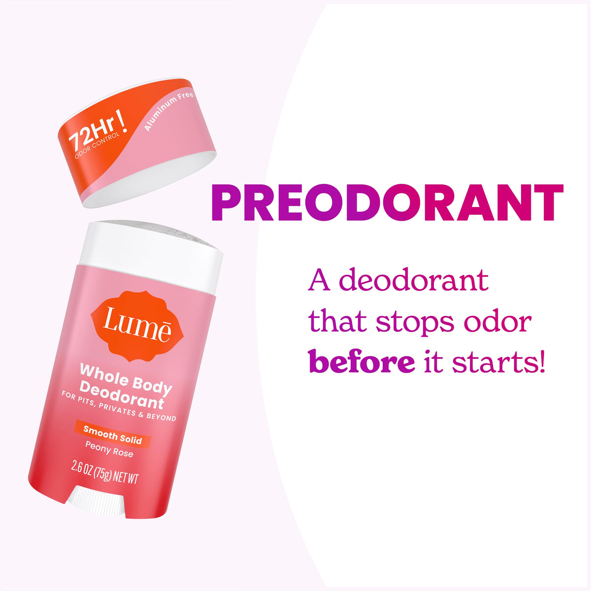 Lifestyle image of Lume Whole Body Deodorant in use