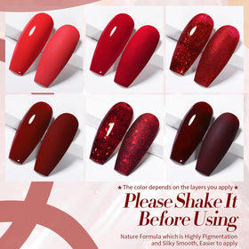 Lifestyle image of manicured nails using Born Pretty red gel polish