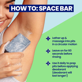 Lifestyle image of Megababe Space Bar in bathroom setting