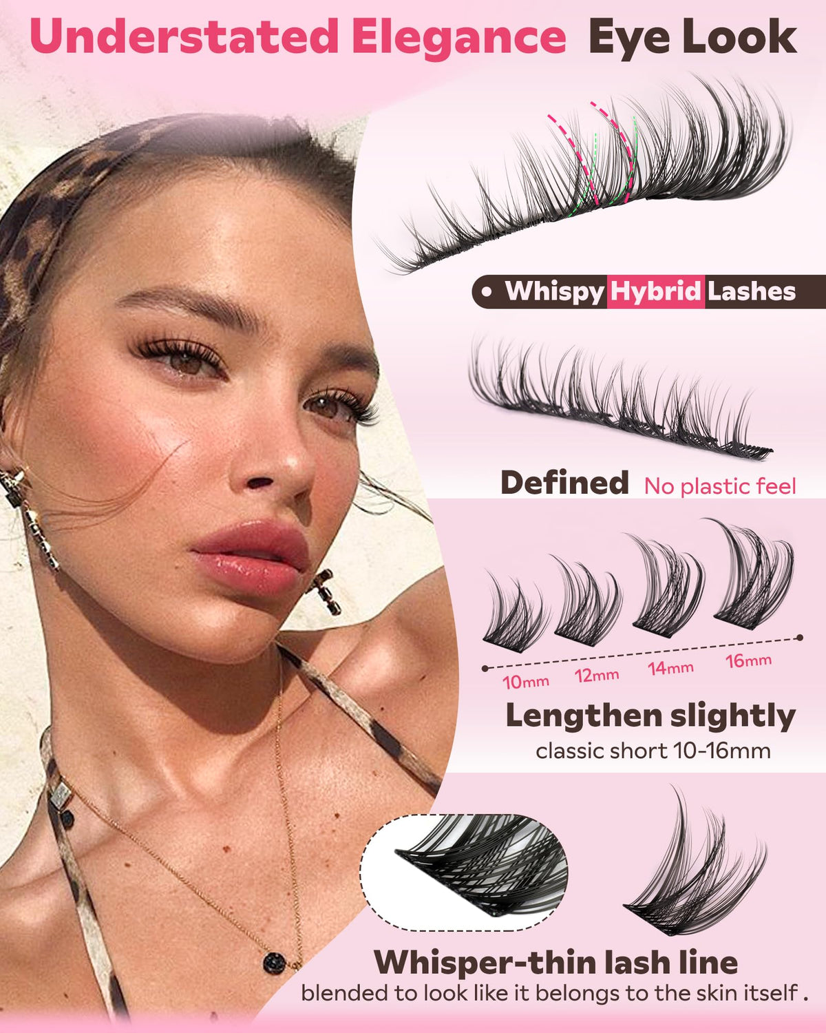 Lifestyle image of model wearing Goddvenus Wispy Lash Clusters