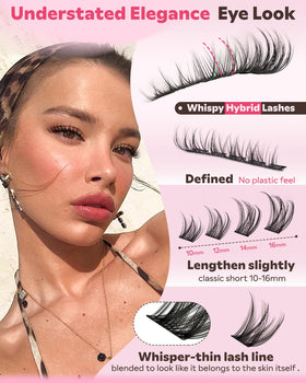 Lifestyle image of model wearing Goddvenus Wispy Lash Clusters