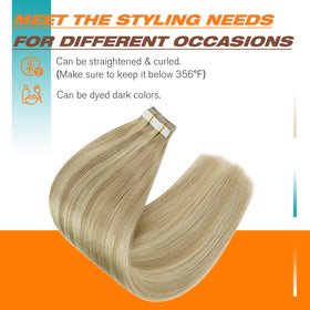 Lifestyle image of model wearing Sunny Hair Tape in Hair Extensions