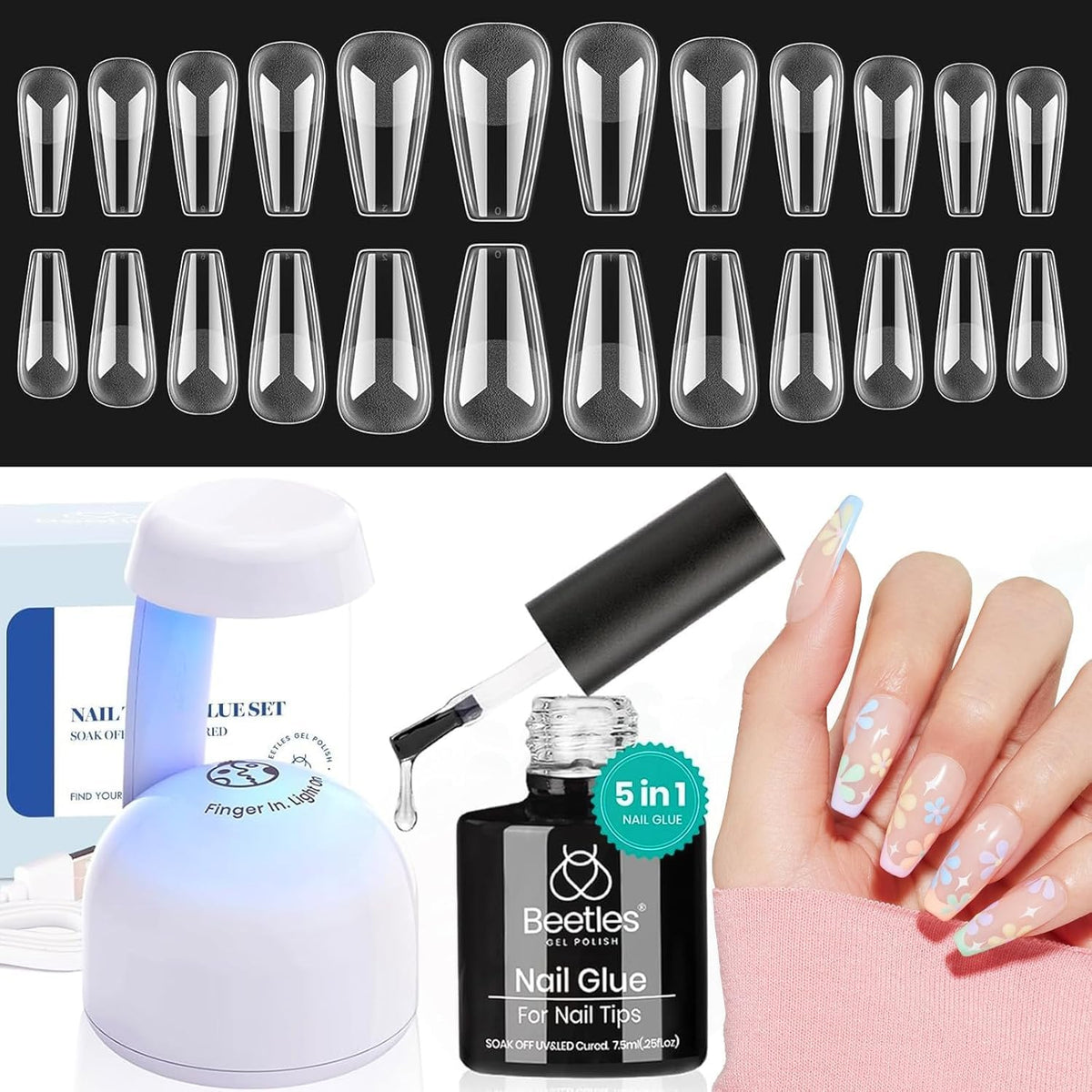 Lifestyle image of nails done with beetles Gel Nail Kit