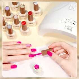 Lifestyle image of nails painted with GAOY gel polish