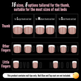 Lifestyle image of NOVO OVO Extra Short French Tip Nail Tips in use