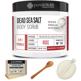 Lifestyle image of pureSCRUBS Rose Body Scrub in use