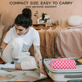 Lifestyle image of Relavel Small Makeup Bag on a vanity