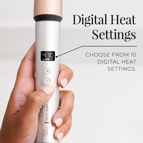 Lifestyle image of Remington Shine Therapy Tapered Curling Wand in use