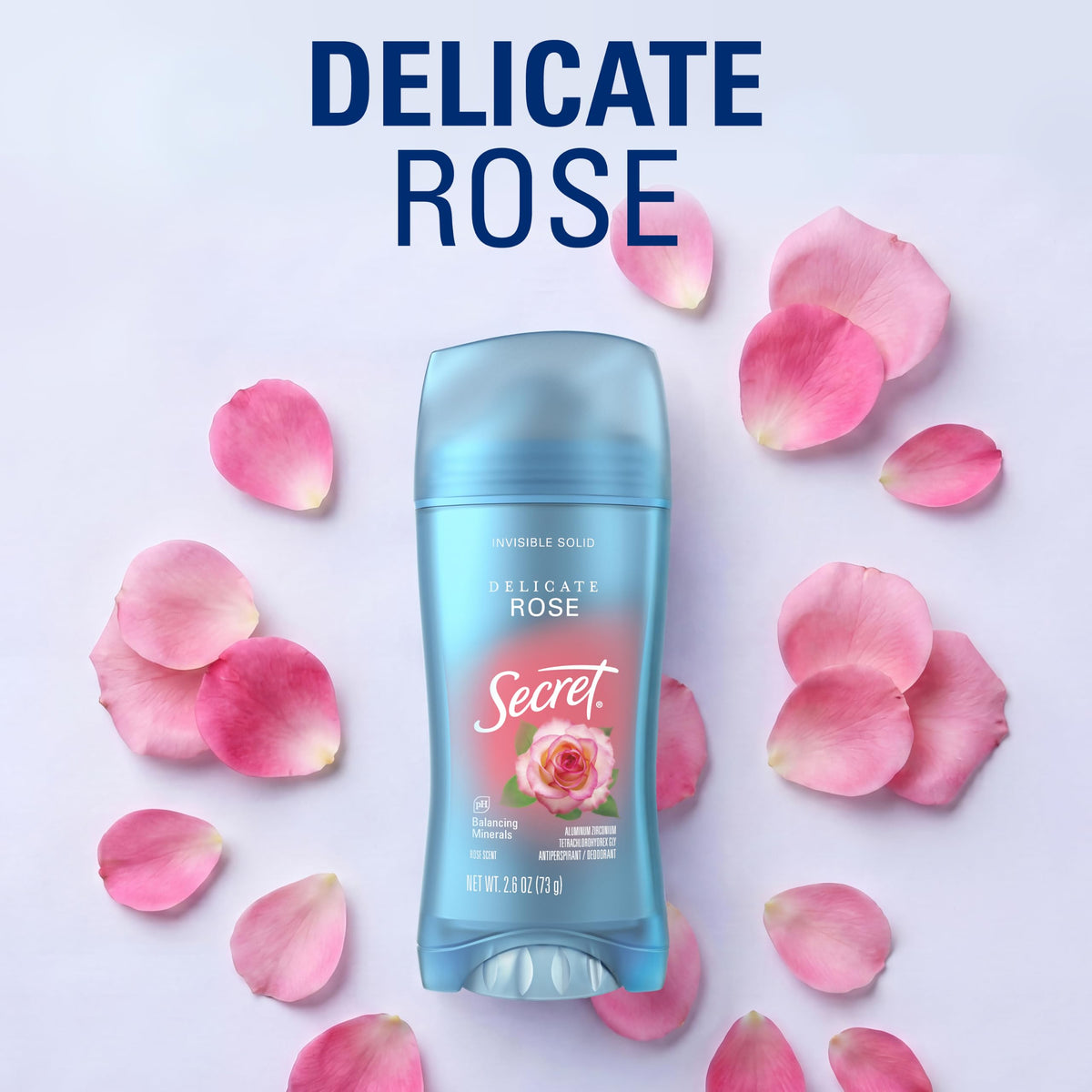 Lifestyle image of Secret Antiperspirant Deodorant on a vanity