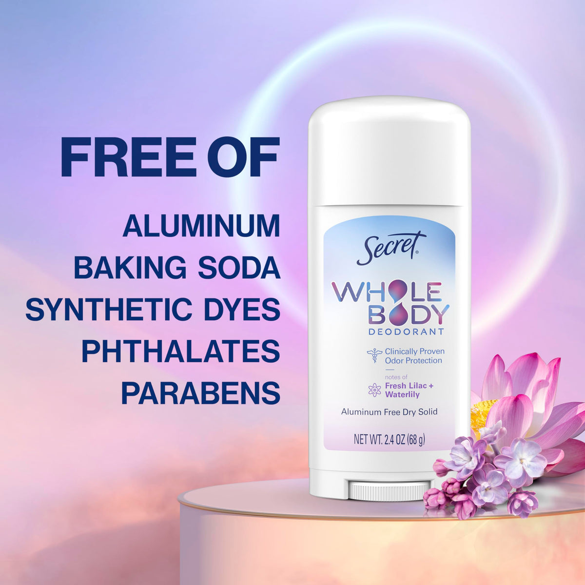 Lifestyle image of Secret Whole Body Deodorant Stick in bathroom setting