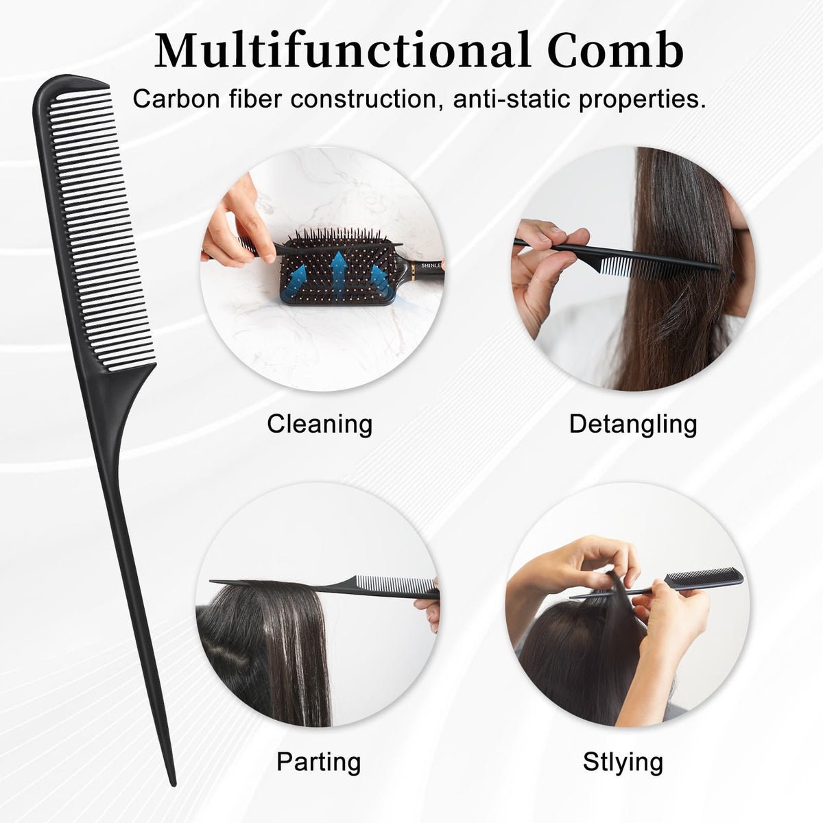 Lifestyle image of SHINLEA Detangling Brush in a bathroom setting