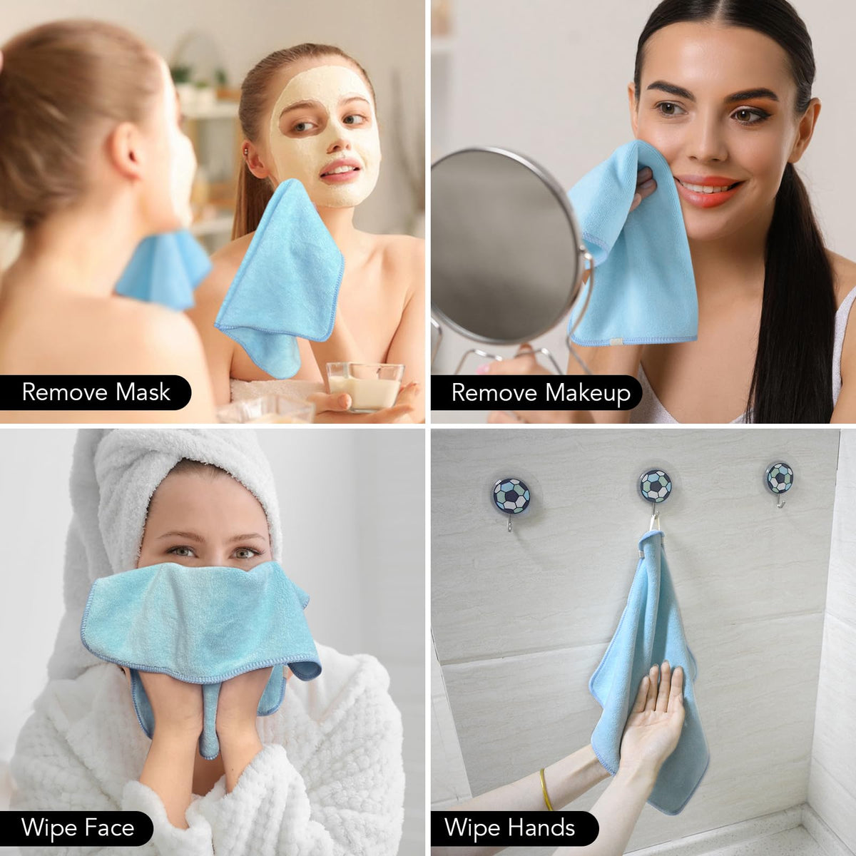 Lifestyle image of SINLAND Microfiber Facial Cloths in a bathroom setting