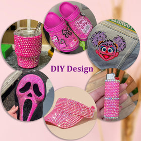 Lifestyle image of TINKRSTUFF rhinestones used on a tumbler