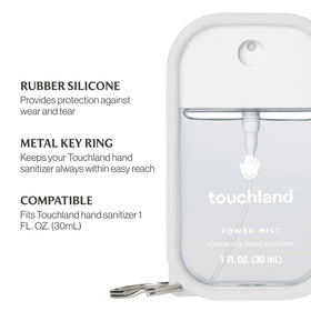Lifestyle image of Touchland hand sanitizer set in use outdoors