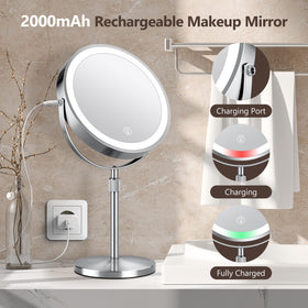Lifestyle image of UBYMET makeup mirror in a vanity setup