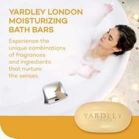 Lifestyle image of Yardley Oatmeal and Almond Bath Bar in a bathroom setting