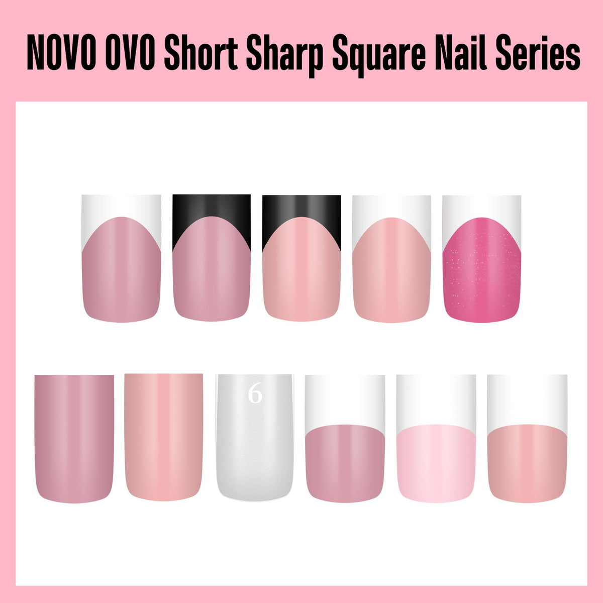 Lifestyle image with NOVO OVO Short Square Nail Tips Baby Pink