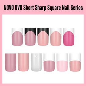 Lifestyle image with NOVO OVO Short Square Nail Tips Baby Pink