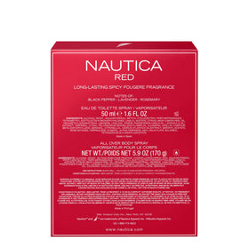 Lifestyle scene featuring Nautica Red gift set