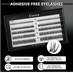 Lifestyle scene of applying CoFier lash clusters at home