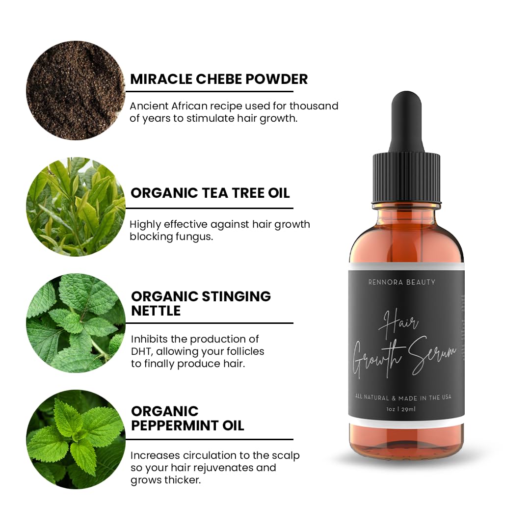 Lifestyle scene of RENNORA BEAUTY Hair Growth Serum on a bathroom shelf