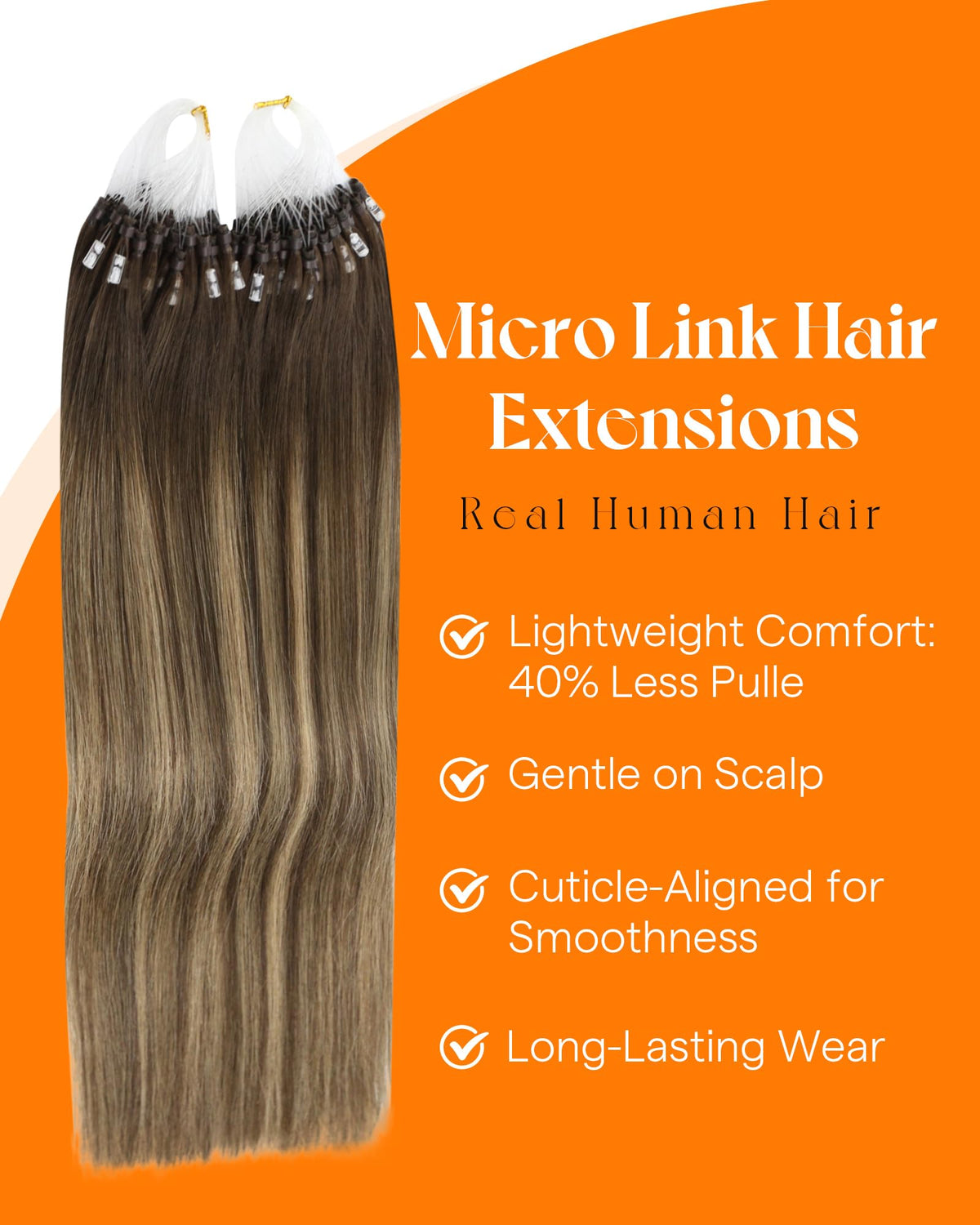 Lifestyle scene of woman wearing Sunny Hair Micro Link Extensions