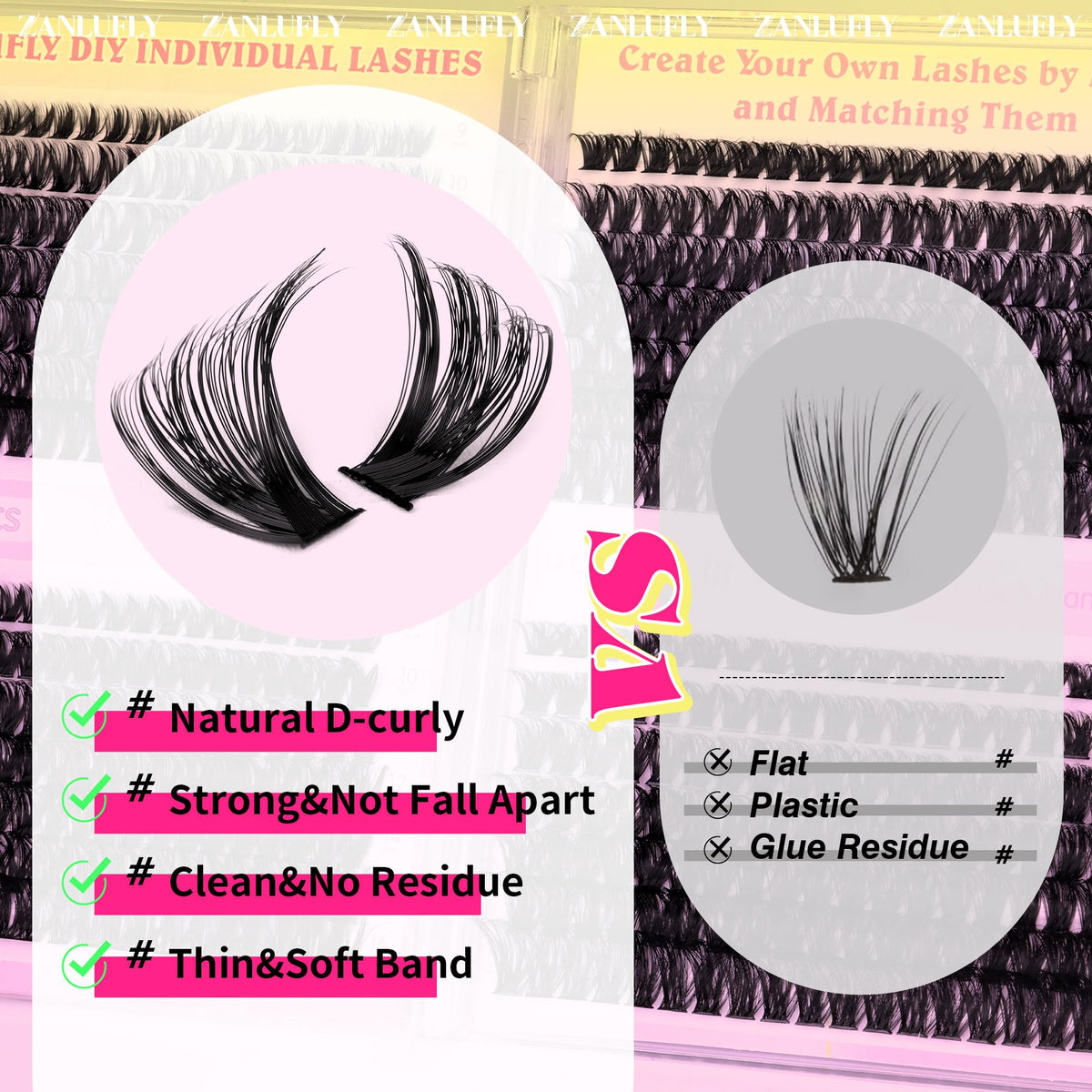 Lifestyle scene showing application of zanlufly lash clusters