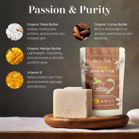 Lifestyle scene using era of nature body butter on skin