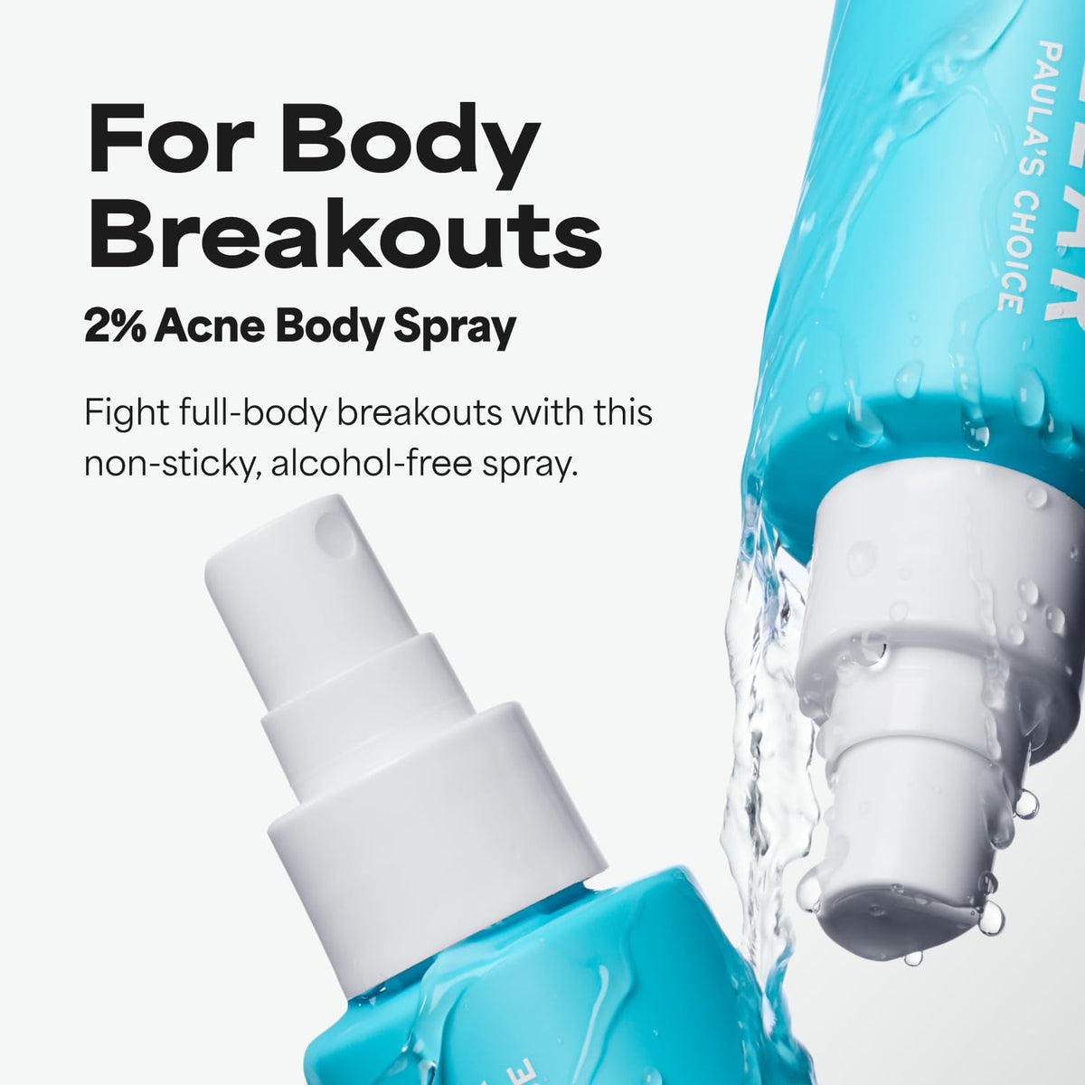 Lifestyle scene using Paula's Choice CLEAR Salicylic Acid Exfoliating Body Acne Spray
