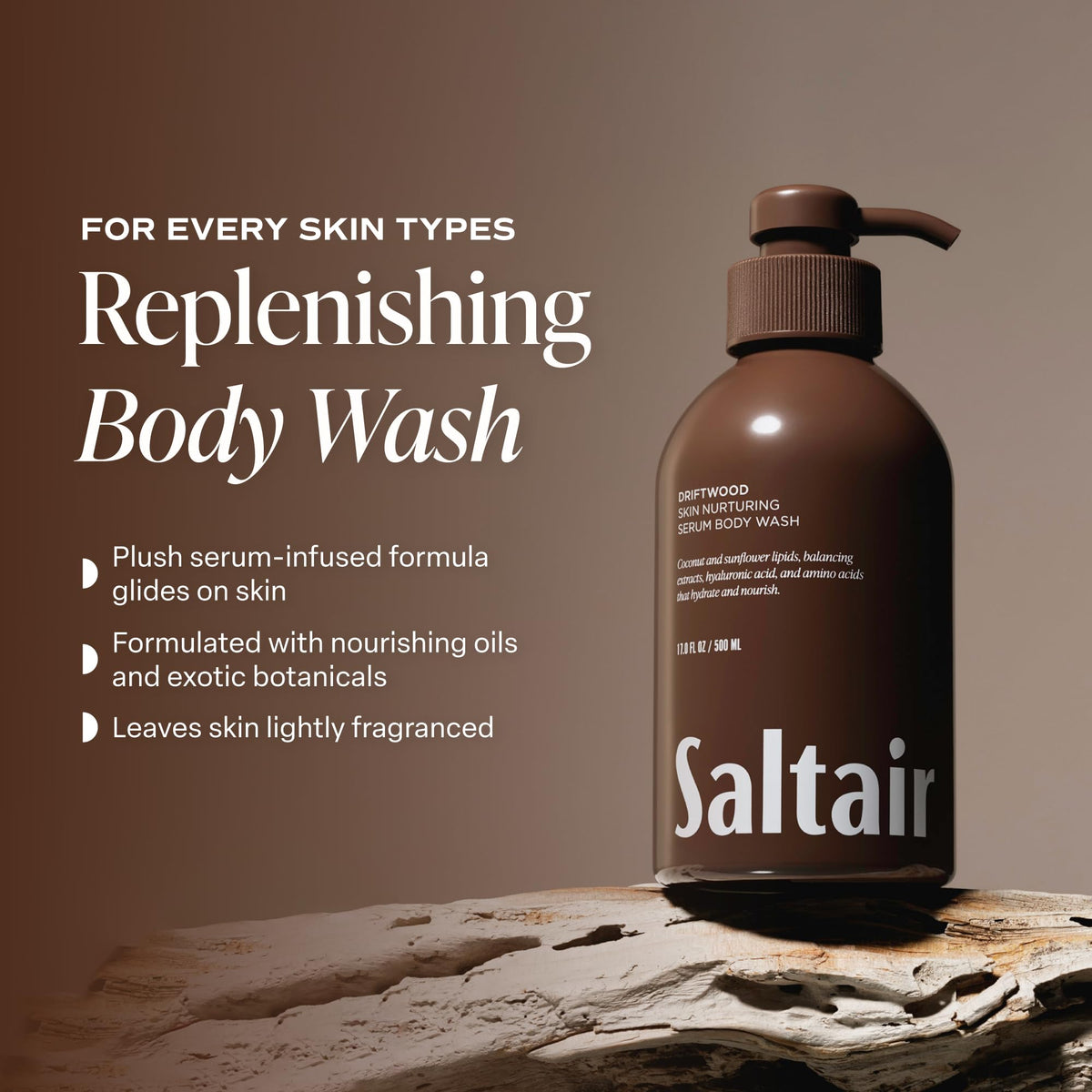 Lifestyle scene using Saltair Body Wash in a shower