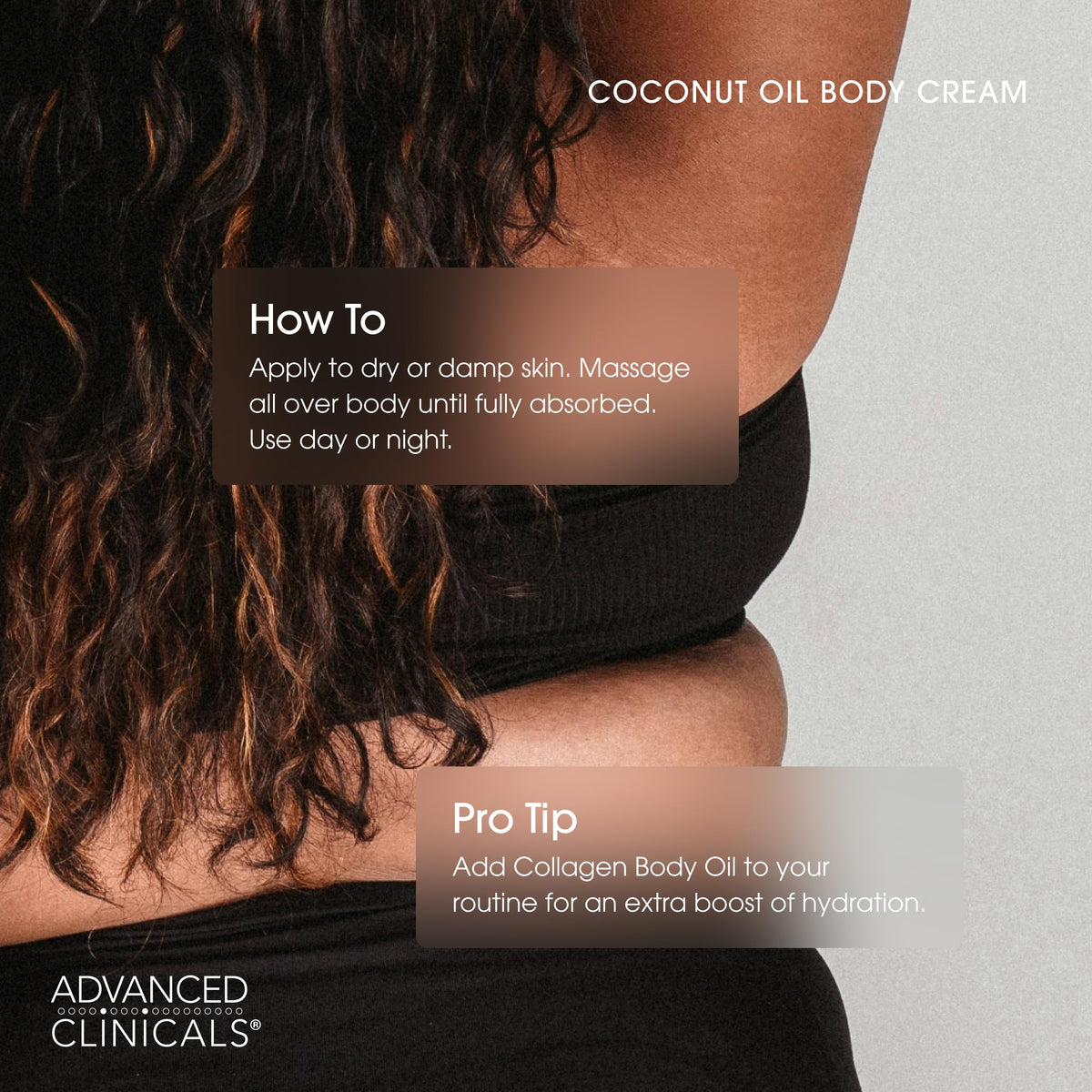 Lifestyle scene with Advanced Clinicals Coconut Oil Body Cream