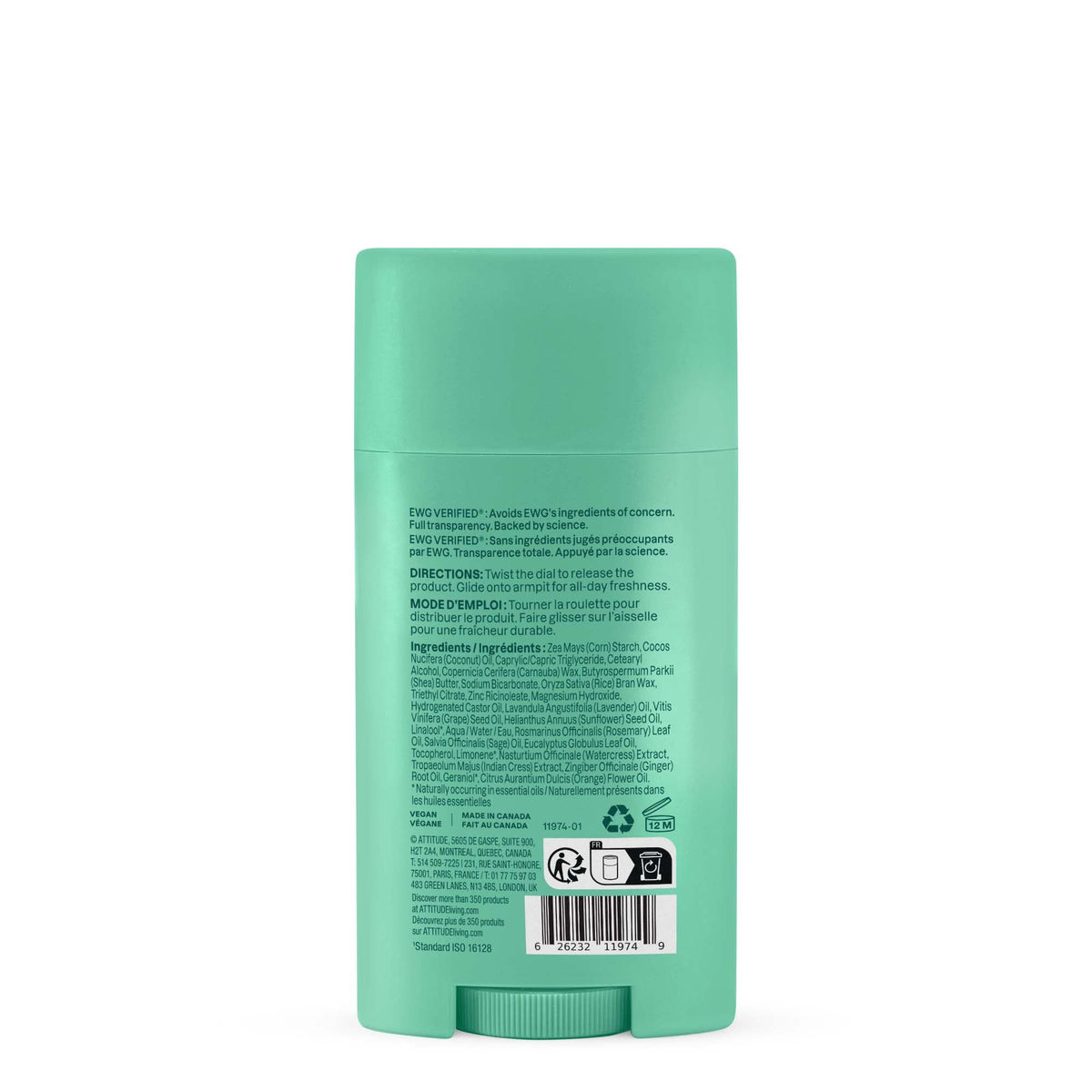 Lifestyle scene with ATTITUDE Aluminum Free Deodorant in a bathroom setting