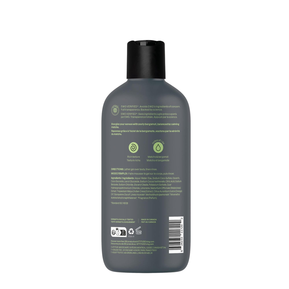 Lifestyle scene with ATTITUDE Men's Matcha & Bergamot Shower Gel