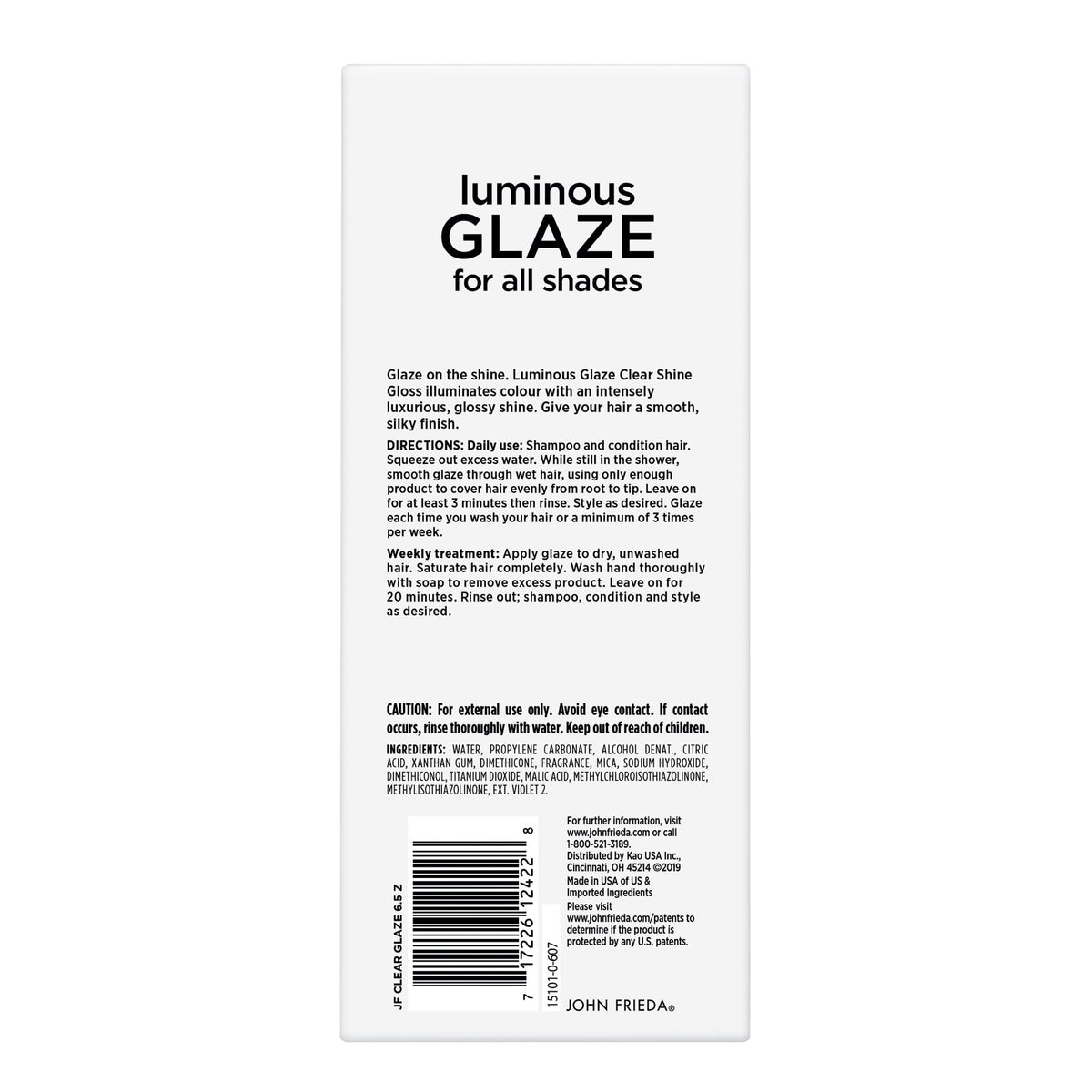 Lifestyle scene with John Frieda Luminous Glaze Clear Shine Hair Gloss in bathroom setting