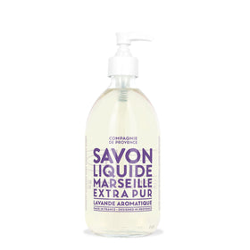 Lifestyle scene with La Compagnie de Provence Lavender Liquid Soap in a bathroom setting