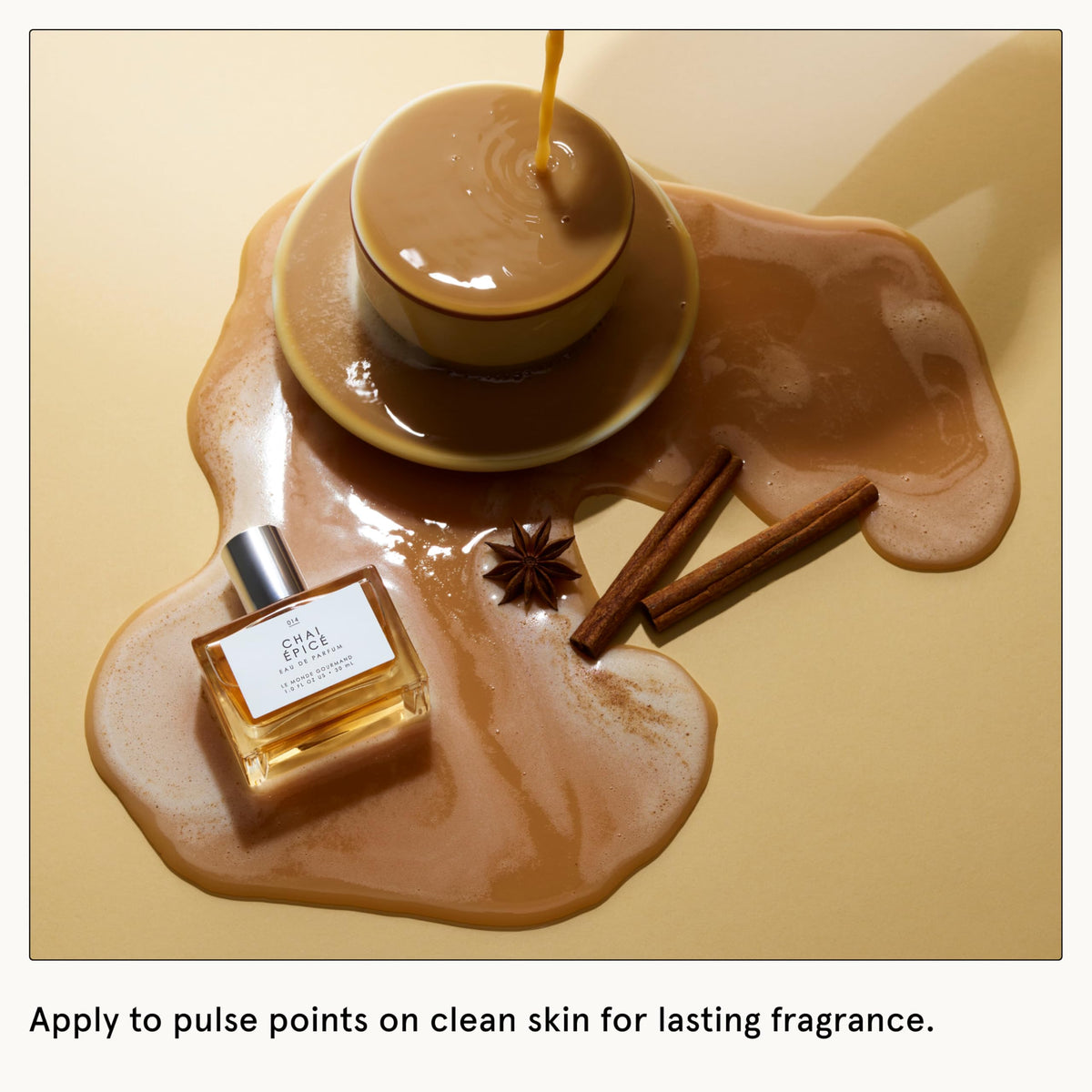 Lifestyle scene with Le Monde Gourmand Chai Épicé Eau de Parfum